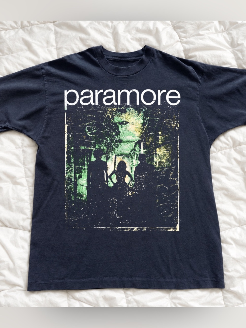 Men's Black Paramore Graphic Band Tee - Black/Green Print